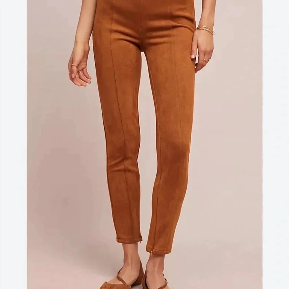 Anthropologie faux suede legging pants in cedar. Sz 25 - Picture 2 of 9
